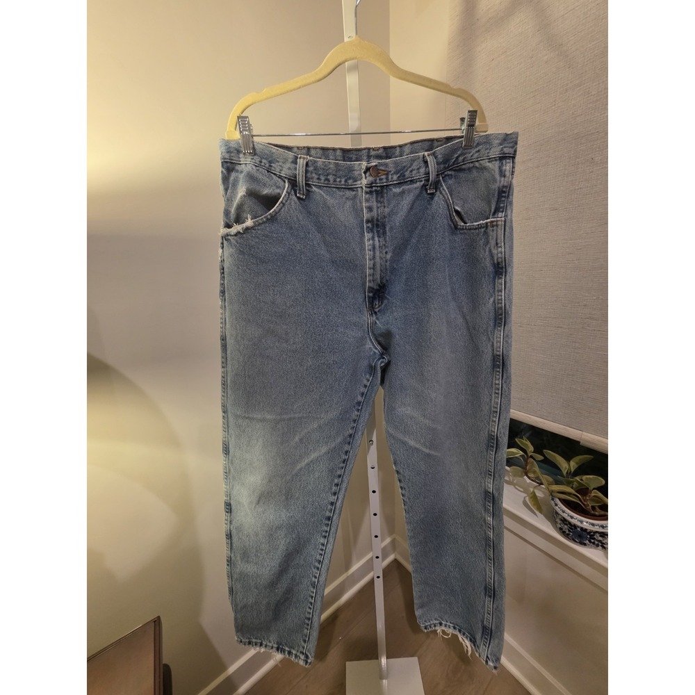 VTG Rustler Men's Regular Fit Straight Leg Blue Medium Wash Denim 5-Pocket 40x32